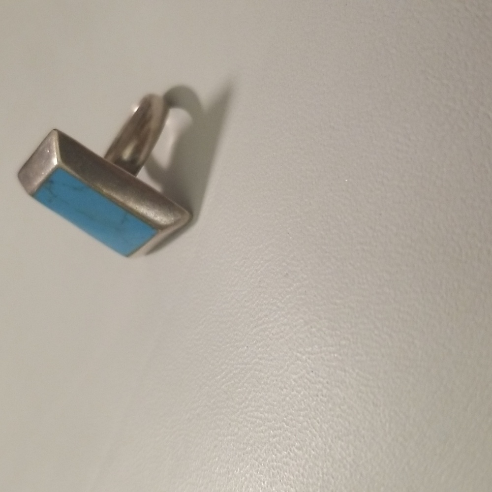 Women's 925 Sterling Silver Ring with Turquoise Blue Square Stone; Size 8 - Picture 4 of 8